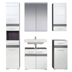 Trendteam Set-One Bad Kombination 4 Weiß / Rauchsilber 5-teilig