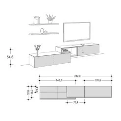 Hülsta Tetrim Wohnwand 6 - Lack-Ausführung Lowboards & Wandsteckborde -Baby Welt Verkauf tetrim 6 strich
